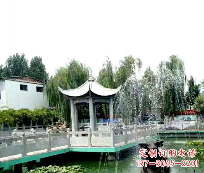 郑州园林景观单层六角石雕凉亭