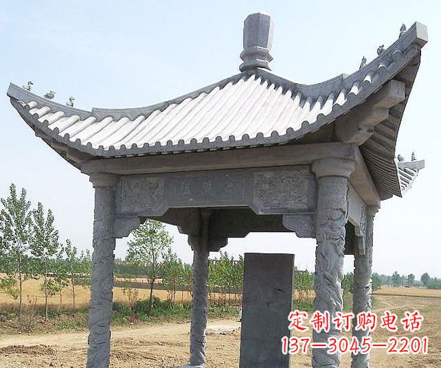 郑州园林景观单层石雕凉亭 (4)