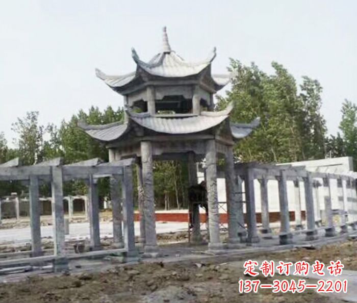 郑州园林景观多层凉亭石雕 (2)