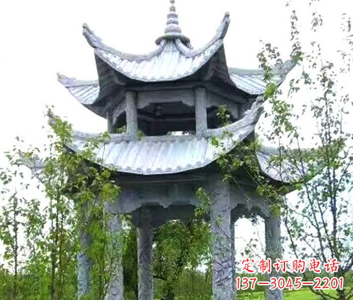 郑州园林景观仿古六角石凉亭