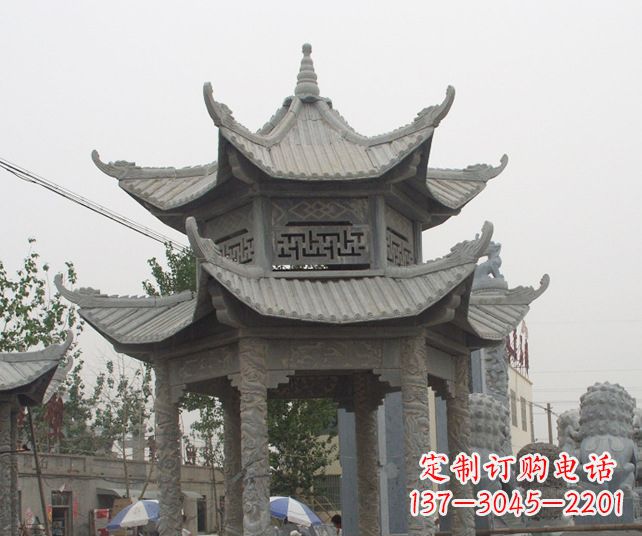 郑州园林景观仿古石雕凉亭 (2)