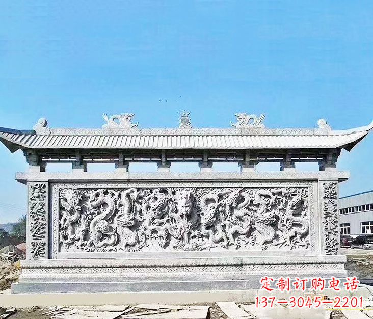 郑州园林龙浮雕影壁墙景观石雕