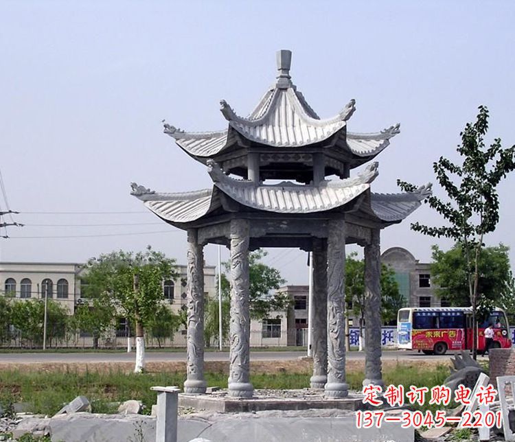 郑州园林双层仿古凉亭石雕