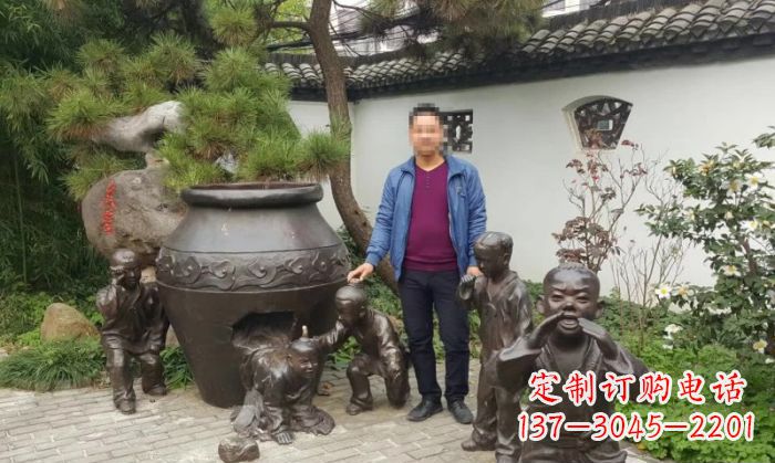 郑州园林司马光砸缸铜雕 (2)