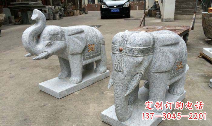 郑州招财进宝芝麻灰大象石雕 (2)