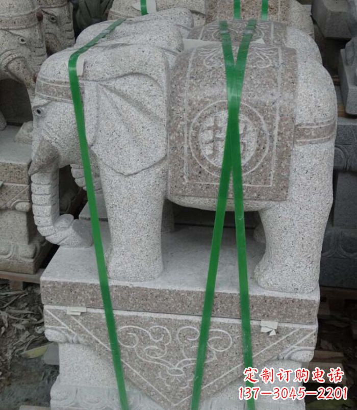 郑州招财进宝芝麻灰大象石雕 (4)