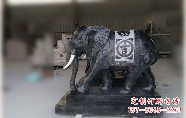 郑州中国黑石材大象雕塑