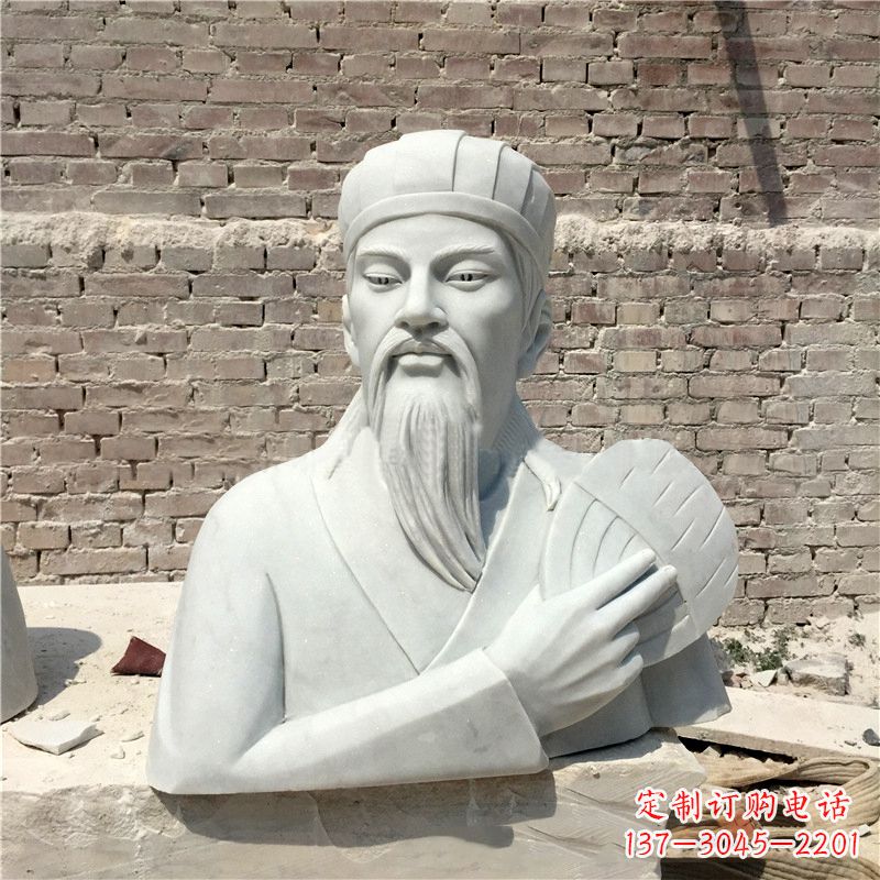 郑州诸葛亮汉白玉石雕胸像-三国著名人物雕塑
