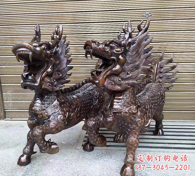 郑州铸铜立式麒麟